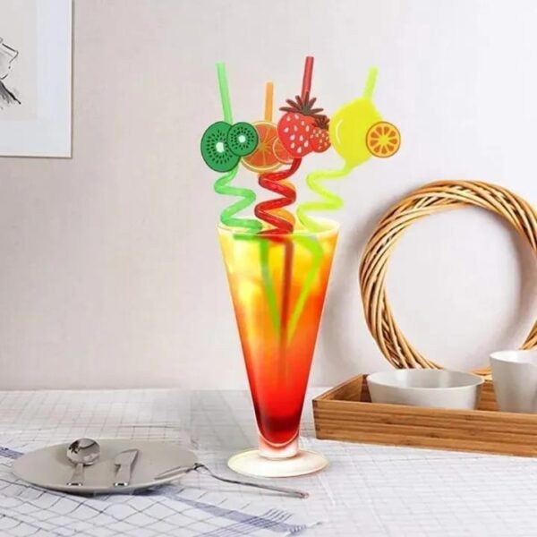 Children drinking straw 4 PC fruits shape straw set