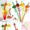 Children drinking straw 4 PC fruits shape straw set
