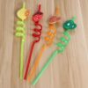 Children drinking straw 4 PC fruits shape straw set