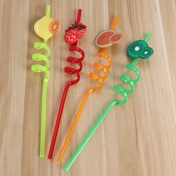 Children drinking straw 4 PC fruits shape straw set