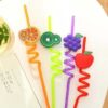 Children drinking straw 4 PC fruits shape straw set
