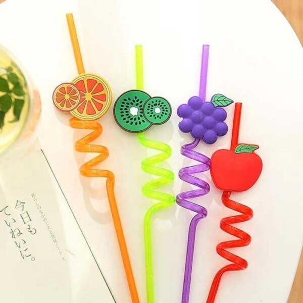 Children drinking straw 4 PC fruits shape straw set